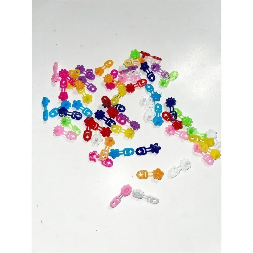 Vintage Lot of 58 Micro Plastic Braid Barrettes Cornrows Colorful Flower‎ Kids